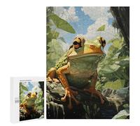 Rompecabezas para Adultos 500 PCS Green Frog in Nature Rompecabezas para Adultos Juegos Familiares Corte De Precisión Cumpleaños Y Navidad 500 PCS
