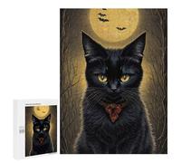 Rompecabezas para Adultos 500 PCS Halloween Black Cat Rompecabezas para Adultos Juegos Familiares Pero Divertidos Y Humorísticos Difíciles Y Desafiantes 500 PCS