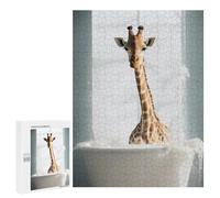 Rompecabezas para Adultos 500 PCS Happy Giraffe in The Bath Rompecabezas para Adultos Juegos Familiares Decoración del Hogar Regalos para Amigos Y Familiares 500 PCS