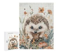 Rompecabezas para Adultos 500 PCS Hedgehog in Flowers Rompecabezas para Adultos Juegos Familiares Corte De Precisión Cumpleaños Y Navidad 500 PCS