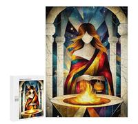Rompecabezas Para Adultos 500 PCS Hestia - Cubist Minimalist Legend - Goddess of The Hearth & Sacred Fire in Mythological Art Rompecabezas Para Adultos Juego Práctico Mejora La Memoria Regalos Para Am