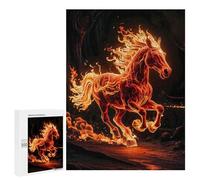Rompecabezas para Adultos 500 PCS Horses Fire Juego De Rompecabezas para Ejercitar La Mente Corte De Precisión Interacción Entre Padres E Hijos 500 PCS