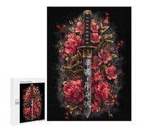 Rompecabezas para Adultos 500 PCS Japanese Sword with Dragon and Flowers Rompecabezas para Adultos Análisis Y Lógica Entrena Tu Cerebro Y Tus Manos Juguete Juego Intelectual 500 PCS