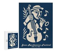 Rompecabezas para Adultos 500 PCS Jazz Rendezvous Festival Poster Rompecabezas para Adolescentes Desafío Educativo para Aliviar El Estrés Cumpleaños 500 PCS
