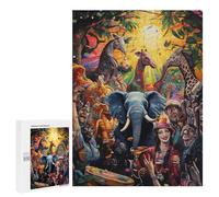 Rompecabezas para Adultos 500 PCS Jungle Party Celebration Rompecabezas para Adolescentes Juego De Ingenio Carrera De Velocidad De Manos Regalos De Cumpleaños Y Únicos 500 PCS