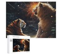 Rompecabezas para Adultos 500 PCS King of Beasts Lion Vs Tiger Rompecabezas para Adultos Juguete Decoración De Pared Regalos para Mujeres Gran Regalo para Juegos 500 PCS