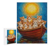 Rompecabezas para Adultos 500 PCS Kittens in A Boat Painting Juego De Rompecabezas para Ejercitar La Mente Corte De Precisión Interacción Entre Padres E Hijos 500 PCS