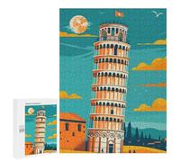 Rompecabezas para Adultos 500 PCS Leaning Tower of Pisa Illustration Rompecabezas para Adultos Juegos Relajantes Difícil Regalos para Amigos Y Familiares 500 PCS