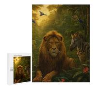 Rompecabezas para Adultos 500 PCS Lion and Zebra in Jungle Rompecabezas para Adultos Juegos Relajantes Mejora La Memoria Difícil Y Desafiante 500 PCS