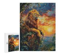 Rompecabezas para Adultos 500 PCS Lion at Sunset Painting Rompecabezas para Adultos Juegos Familiares Alivia El Estrés Regalo De Cumpleaños, Regalos, 500 PCS