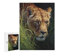 Rompecabezas para Adultos 500 PCS Lioness in Grass Painting-2 Rompecabezas para Adolescentes Desafío Educativo para Aliviar El Estrés Cumpleaños 500 PCS