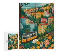 Rompecabezas para Adultos 500 PCS Lisbon Tram and Colorful Cityscape Rompecabezas para Adultos Juegos Familiares Regalo De Cumpleaños Regalos De Cumpleaños 500 PCS