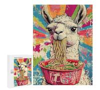 Rompecabezas para Adultos 500 PCS Llama Eating Ramen Japan Retro Juego De Rompecabezas para Ejercitar La Mente Corte De Precisión Interacción Entre Padres E Hijos 500 PCS