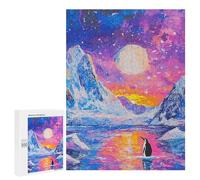 Rompecabezas para Adultos 500 PCS Lonely Penguin Sunset Rompecabezas para Adolescentes Juegos Familiares Difícil Difícil 500 PCS