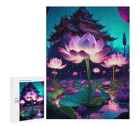 Rompecabezas para Adultos 500 PCS Lotus Lantern Festival Night Scene Rompecabezas para Adolescentes Juego De Ingenio Carrera De Velocidad De Manos Regalos De Cumpleaños Y Únicos 500 PCS