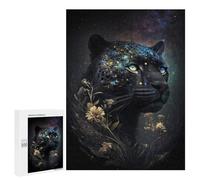 Rompecabezas para Adultos 500 PCS Magical Leopard with Flowers -1 Rompecabezas para Adolescentes Ensamblaje De Patrones Interacción Entre Padres E Hijos Hermoso Juego De Diseño 500 PCS