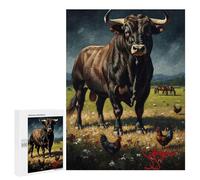 Rompecabezas para Adultos 500 PCS Majestic Bull in A Pastoral Setting Rompecabezas para Adultos Juegos Relajantes Difícil Regalos para Amigos Y Familiares 500 PCS