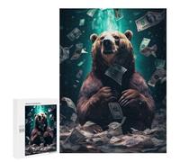Rompecabezas para Adultos 500 PCS Money Bear Dollar Bills Rompecabezas para Adultos Juguetes Antiestrés Decoración del Hogar Cumpleaños Y Navidad 500 PCS