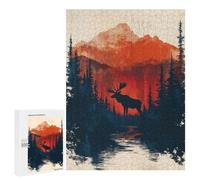 Rompecabezas para Adultos 500 PCS Moose in Mountain Landscape Rompecabezas para Adultos Juego De Ingenio Desafío Difícil 500 PCS