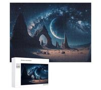 Rompecabezas para Adultos 500 PCS Mystical Desert Under Celestial Moon Rompecabezas para Adultos Juegos Divertidos Pero Regalos Divertidos Y Humorísticos para Amigos Y Familiares 500 PCS