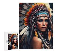 Rompecabezas para Adultos 500 PCS Native American Headdress Artwork Rompecabezas para Adolescentes Juego De Ingenio Carrera De Velocidad De Manos Regalos De Cumpleaños Y Únicos 500 PCS