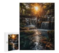 Rompecabezas para Adultos 500 PCS Nature Waterfall in Suset Rompecabezas para Adolescentes Juego De Ingenio Análisis Y Lógica 500 PCS