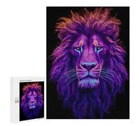 Rompecabezas para Adultos 500 PCS Neon Head Lion Rompecabezas para Adultos Juguetes Antiestrés Análisis Y Lógica Regalo De Cumpleaños, Regalos, 500 PCS