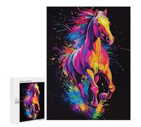 Rompecabezas para Adultos 500 PCS Neon Horse Art Rompecabezas para Adultos Juegos Familiares Corte De Precisión Cumpleaños Y Navidad 500 PCS