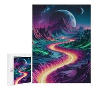 Rompecabezas para Adultos 500 PCS Neon Road Through Mountains Rompecabezas para Adultos Juegos Familiares Alivia El Estrés Regalo De Cumpleaños, Regalos, 500 PCS