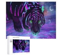 Rompecabezas para Adultos 500 PCS Neon Tiger Cosmic Majesty Rompecabezas para Adultos Juguete Decoración De Pared Regalos para Mujeres Gran Regalo para Juegos 500 PCS