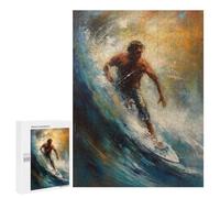 Rompecabezas para Adultos 500 PCS Oil Painting of A Surfer Rompecabezas para Adultos Juegos Relajantes Mejora La Memoria Cumpleaños Y Navidad 500 PCS