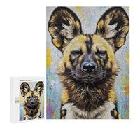 Rompecabezas para Adultos 500 PCS Painted African Wild Dog Portrait Rompecabezas para Adolescentes Juego De Ingenio Análisis Y Lógica 500 PCS