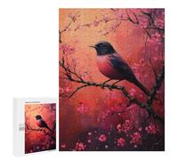 Rompecabezas para Adultos 500 PCS Pink Bird on Cherry Blossom Branch Rompecabezas para Adultos Juegos Familiares Corte De Precisión Cumpleaños Y Navidad 500 PCS