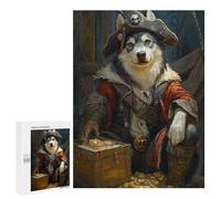 Rompecabezas para Adultos 500 PCS Pirate Dog Treasure Chest-111 Rompecabezas para Adultos Actividades Familiares Entrena Tu Cerebro Y Tus Manos Juego De Desafío Único 500 PCS