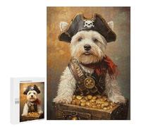 Rompecabezas para Adultos 500 PCS Pirate Dog Treasure Chest-116 Rompecabezas para Adultos, Divertidos Y con Humor para Cumpleaños, Navidad, Regalos De Cumpleaños 500 PCS
