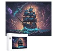 Rompecabezas para Adultos 500 PCS Pirate Ship Storm Ocean Rompecabezas para Adultos Juegos Relajantes Decoración De Pared Regalos para Amigos Y Familiares 500 PCS