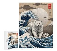 Rompecabezas para Adultos 500 PCS Polar Bear Great Wave Rompecabezas para Adultos Juegos Familiares Regalo De Cumpleaños Regalos De Cumpleaños 500 PCS