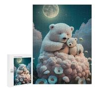 Rompecabezas para Adultos 500 PCS Polar Bears in Moonlit Dreams Rompecabezas para Adolescentes Juego De Ingenio Carrera De Velocidad De Manos Regalos De Cumpleaños Y Únicos 500 PCS