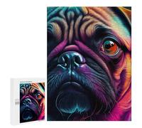 Rompecabezas para Adultos 500 PCS Pug Colorful Dog Rompecabezas para Adultos Juegos Relajantes Mejora La Memoria Difícil Y Desafiante 500 PCS