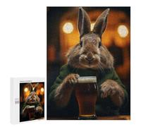 Rompecabezas para Adultos 500 PCS Rabbit Drinking Beer Pint Rompecabezas para Adultos Juego De Ingenio Regalos para Mujeres Regalos para Amigos Y Familiares 500 PCS