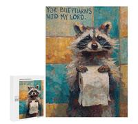 Rompecabezas para Adultos 500 PCS Raccoon with Toilet Paper Oil Painting-1 Rompecabezas para Adolescentes: Mejora La Memoria, Entrena Tu Cerebro Y Tus Manos. Regalos para Reducir El Estrés 500 PCS