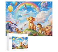 Rompecabezas para Adultos 500 PCS Rainbow Animal Parade Rompecabezas para Adolescentes Juego De Ingenio Carrera De Velocidad De Manos Regalos De Cumpleaños Y Únicos 500 PCS