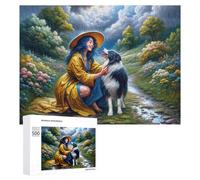 Rompecabezas para Adultos 500 PCS Rainy Day with Dog Rompecabezas para Adultos Juego De Ingenio Decoración Perfecta Cumpleaños Y Navidad 500 PCS