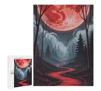 Rompecabezas para Adultos 500 PCS Red Moonlit Forest Path Rompecabezas para Adultos Juego Práctico Mejora La Memoria Regalos para Amigos Y Familiares 500 PCS