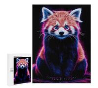 Rompecabezas para Adultos 500 PCS Red Panda Neon Juego De Rompecabezas para Ejercitar La Mente Corte De Precisión Interacción Entre Padres E Hijos 500 PCS