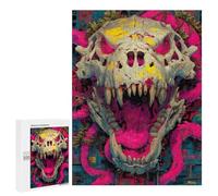 Rompecabezas para Adultos 500 PCS Roar of The Forgotten Beast - Expressionist Fury Skull Rompecabezas para Adultos Juegos Relajantes Mejora La Memoria Difícil Y Desafiante 500 PCS