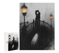 Rompecabezas para Adultos 500 PCS Romantic Bridge Kiss in Charcoal and Lantern Glow Rompecabezas para Adultos Juego Práctico Mejora La Memoria Regalos para Amigos Y Familiares 500 PCS