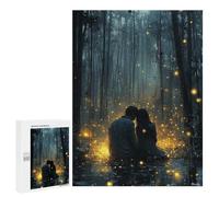 Rompecabezas para Adultos 500 PCS Romantic Couple in Magic Forest with Glowing Fireflies Rompecabezas para Adultos Juego De Ingenio Desafío Difícil 500 PCS