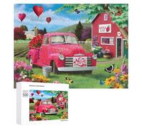 Rompecabezas para Adultos 500 PCS Romantic Farm Scene with Heart Truck Rompecabezas para Adolescentes Juego De Ingenio Carrera De Velocidad De Manos Regalos De Cumpleaños Y Únicos 500 PCS
