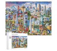 Rompecabezas para Adultos 500 PCS Rompecabezas American Iconic Landmarks Puzzle Rompecabezas para Adultos Juego De Ingenio Análisis Y Lógica Regalos De Cumpleaños Y Únicos 500 PCS